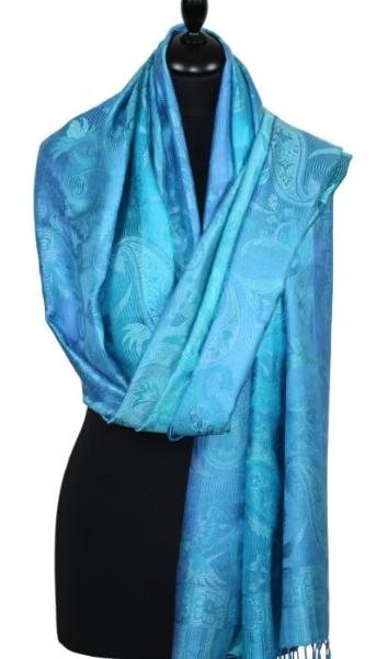 Turquoise-Orange-Green Silk Scarf