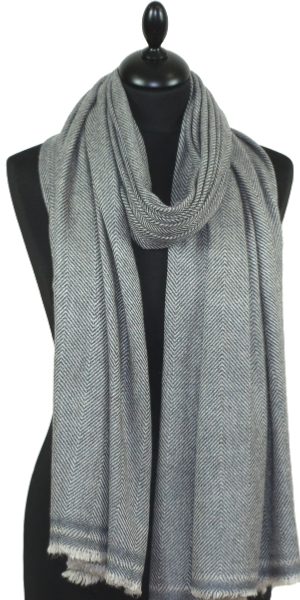 Étole laine et cachemire gris bleuté