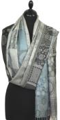 Grey-Blue-Black Silk Scarf