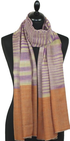 Pashmina 100% Cachemire Lilas-Champagne-orange