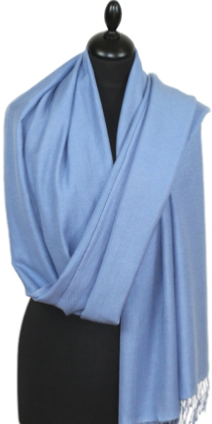 Pashmina Bleu Gris - Étole Cachemire Soie