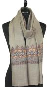 Pashmina Beige-Gris Brodé à la Main