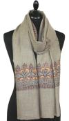 Pashmina beige gris brodé main