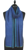 Pashmina 100% Cachemire Bicolore Bleu-Turquoise