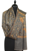 Pashmina gris brodé main