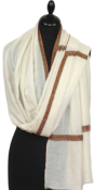 Pashmina ivoire brodé main