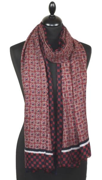 Écharpe Cachemire Bordeaux-Gris-Marine