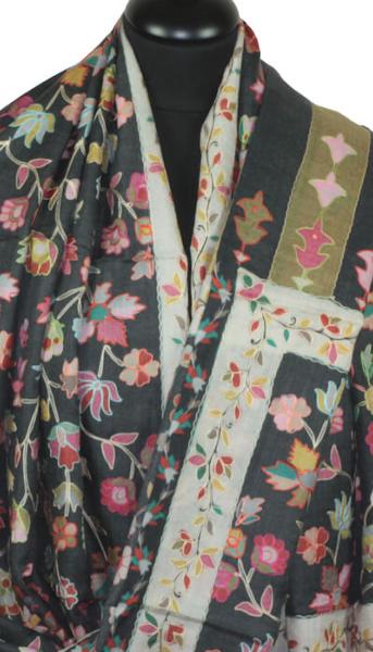 Black Embroidered Cashmere Scarf