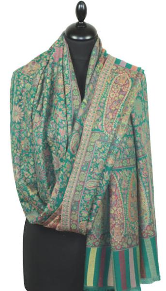 Green Cashmere Floral Kani Shawl