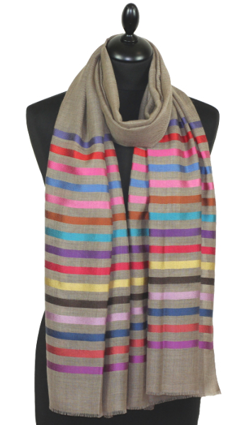 Étole Laine et Soie beige gris
