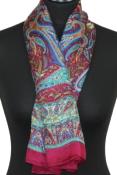 Foulard carré en soie cerise-bleu-vert