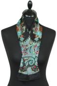 Foulard carré en soie noir-bleu-gris