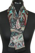 Foulard carré en soie noir-bleu-rouge