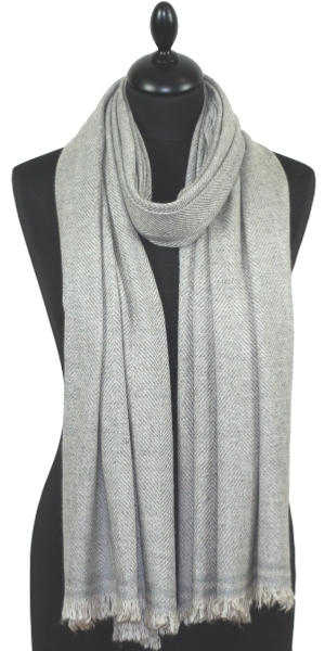 Pearl Grey Wool and Cashmere Shawl