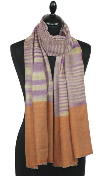 Pashmina 100% Cachemire Lilas-Champagne-orange