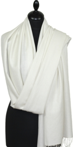 Pashmina Blanc Cassé - Étole Cachemire Soie