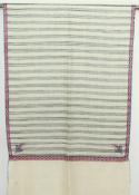 Pashmina ivoire-noir-rouge brodé main