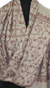 Pashmina beige gris brodé main