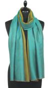 Pashmina 100% Cachemire Bicolore Turquoise-Or