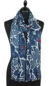 Écharpe Cachemire bleu-gris-rouge