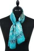 Foulard carré en soie bleu lagon