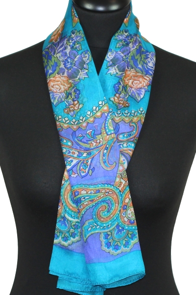 Foulard Soie Homme Ascot Soie Made IN Italy Homme Cashe Avec Céleste Bleu