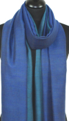 Pashmina 100% Cachemire Bicolore Bleu-Turquoise
