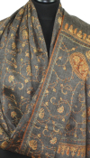 Pashmina gris brodé main