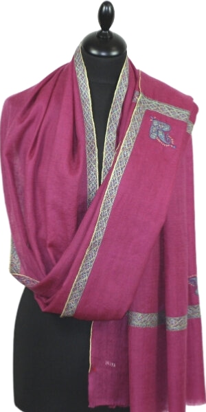 Pashmina Fuchsia Brodé à la Main