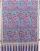 Étole Cachemire Bleu Marine Floral Brodée