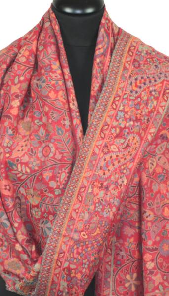 Red Cashmere Floral Kani Shawl
