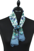 Foulard carré en soie gris bleu