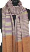 Pashmina 100% Cachemire Lilas-Champagne-orange