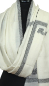 Pashmina ivoire brodé main