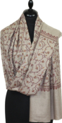 Pashmina beige gris brod main