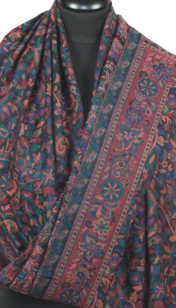 Étole Cachemire Noir Floral Kani