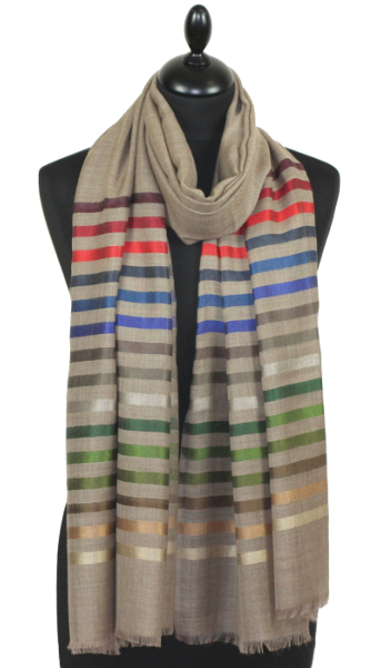 Étole Laine et Soie beige gris