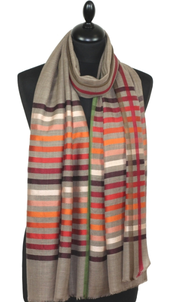 Étole Laine et Soie beige gris