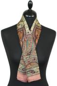 Foulard carré en soie bois-bordeaux-vert