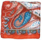 Foulard carré en soie orange