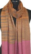 Pashmina 100% Cachemire Orange-Noir-Fuchsia