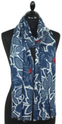 Écharpe Cachemire bleu-gris-rouge