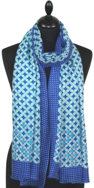 Écharpe Cachemire bleu roi-turquoise