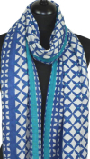 Écharpe Cachemire bleu-turquoise-écru