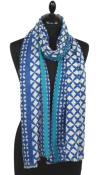 Écharpe Cachemire bleu-turquoise-écru
