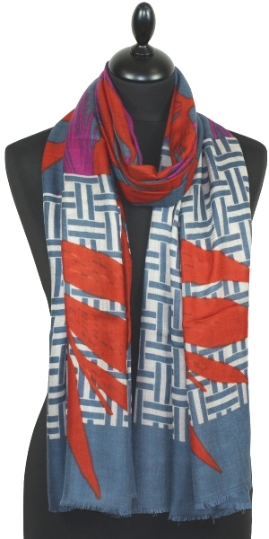 Brick & Slate & Pink Cashmere Scarf