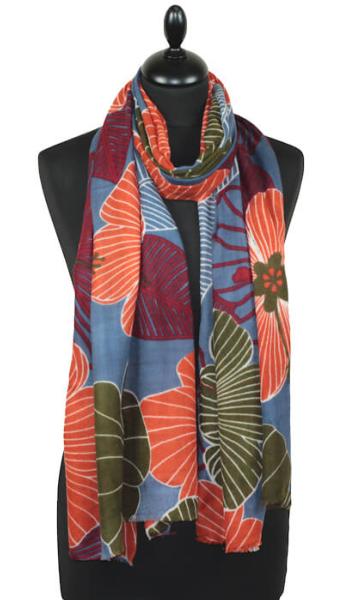 Blue-Orange-Green Cashmere Scarf