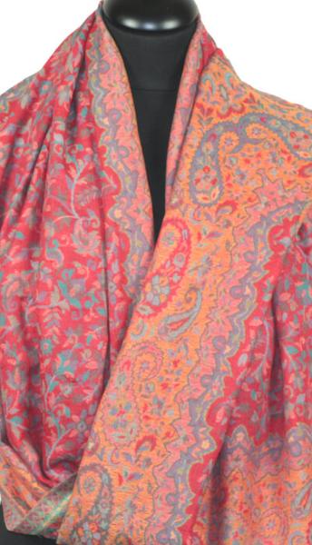 Red Cashmere Floral Kani Shawl