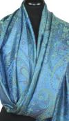 Blue-Green-Orange Silk Scarf