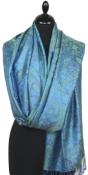 Blue-Green-Orange Silk Scarf